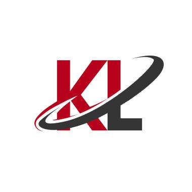 Kırmızı ve siyah alfabesi harfleri kl vektör çizim