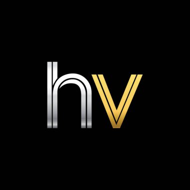 Gümüş ve altın harf hv vektör çizim