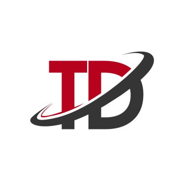 Kırmızı ve siyah alfabesi harfleri td basit vektör çizim