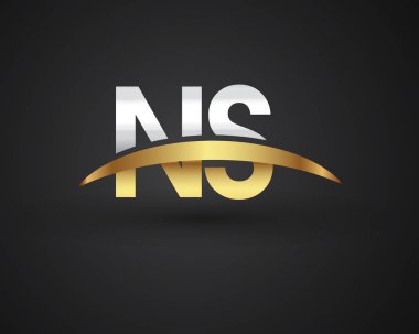 Gümüş ve altın harfler ns vektör çizim