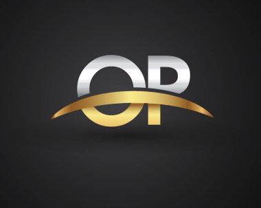 Gümüş ve altın harfler op vektör çizim