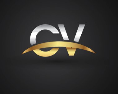 cv vektör çizim gümüş ve altın harfler