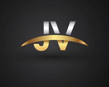 jv vektör çizim gümüş ve altın harfler