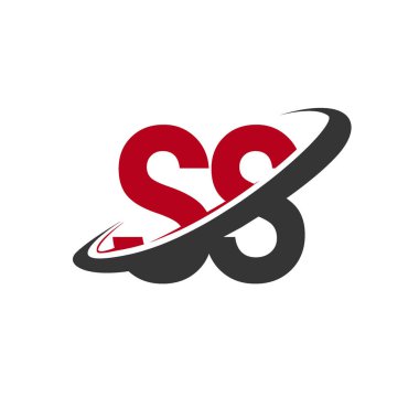 Kırmızı ve siyah alfabesi harfleri ss basit vektör çizim