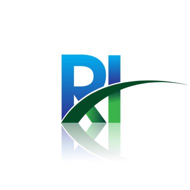 mavi ve yeşil vektör çizim RI harfleri