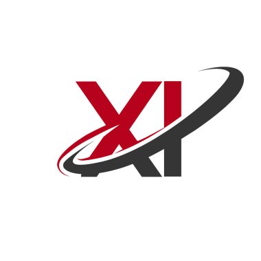 Kırmızı ve siyah harf xi vektör çizim