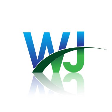 mavi ve yeşil vektör logo harfleri wj ile