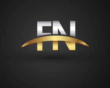 fn vektör çizim gümüş ve altın harfler