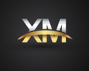 Gümüş ve altın harfler xm vektör çizim