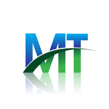 mavi ve yeşil harfler mt vektör çizim