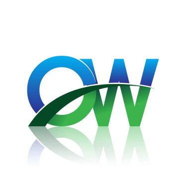 vektör illüstrasyon mavi ve yeşil harfler ow