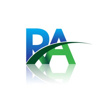 vektör çizim mavi ve yeşil harf ra