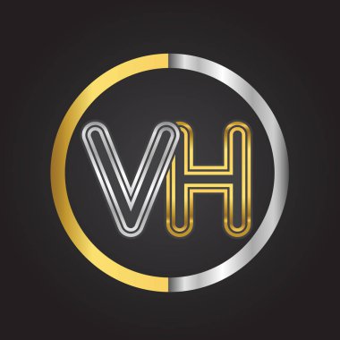 Gümüş altın harfler vh ile vektör çizim