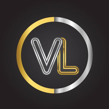 Gümüş altın ile vektör çizim vl mektuplar