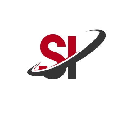 Kırmızı ve siyah alfabesi harfleri sı basit vektör çizim