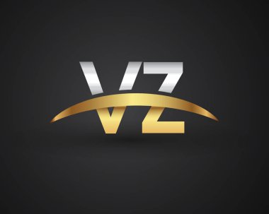 Gümüş ve altın harfler vz vektör çizim