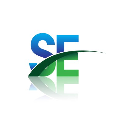 mavi ve yeşil harfler se vektör çizim