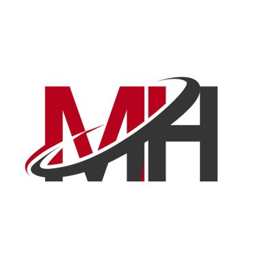 Kırmızı ve siyah harfler mh vektör çizim