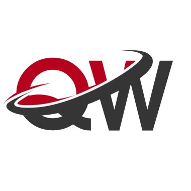 Kırmızı ve siyah alfabesi harfleri qw basit grafik vektör çizim