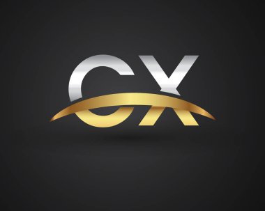 Gümüş ve altın harfler cx vektör çizim