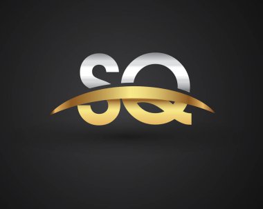 Gümüş ve altın harfler sq vektör çizim