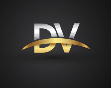 Gümüş ve altın harfler dv vektör çizim