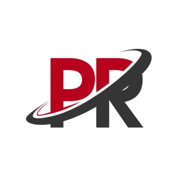 Kırmızı ve siyah alfabesi harfleri pr basit grafik vektör çizim