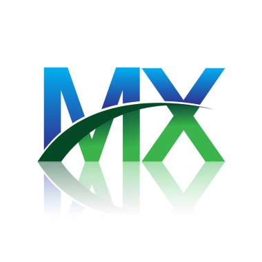 mavi ve yeşil harfler mx vektör çizim