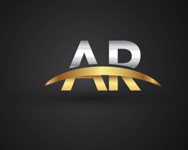 Gümüş ve altın harfler ar vektör çizim