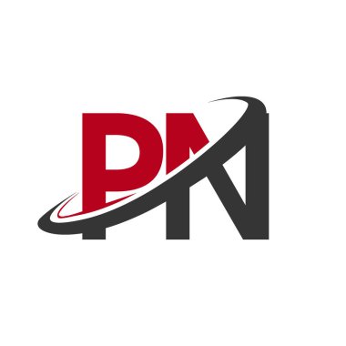 Kırmızı ve siyah alfabesi harfleri pn basit grafik vektör çizim