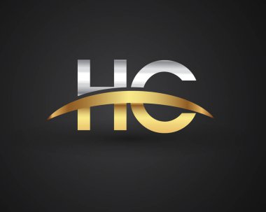 Gümüş ve altın harfler hc vektör çizim