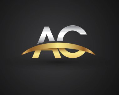Gümüş ve altın harfler ac vektör çizim