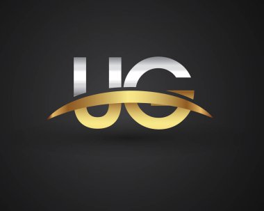 Gümüş ve altın harfler ug vektör çizim