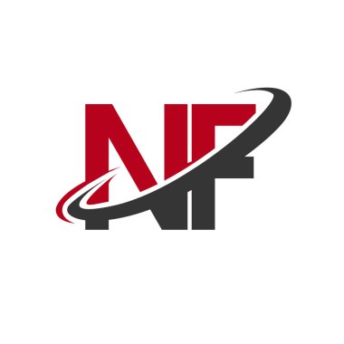 Kırmızı ve siyah vektör çizim nf mektuplar