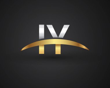 Gümüş ve altın harfler Iy vektör çizim