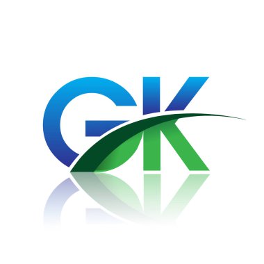 mavi ve yeşil harfler gk vektör çizim