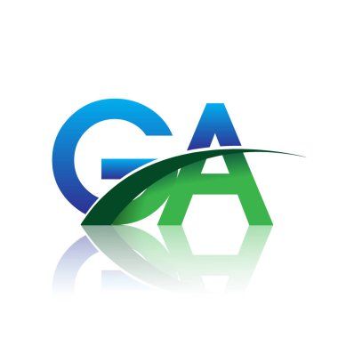 mavi ve yeşil harfler ga vektör çizim