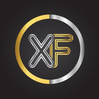 Gümüş altın harfler xf ile vektör çizim