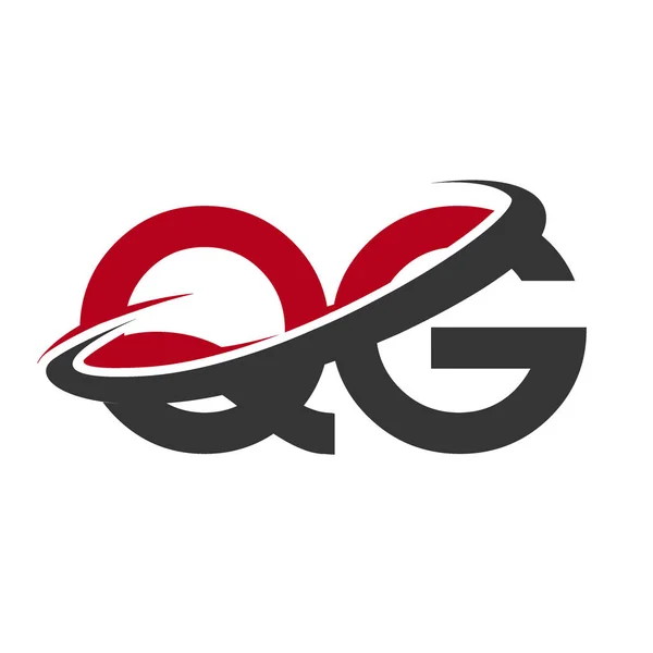 빨간색과 검은색 알파벳 Qg의 간단한 그래픽 일러스트 — 스톡 벡터