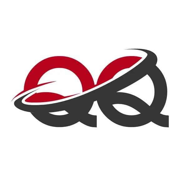 빨간색과 검은색 알파벳 Qq의 간단한 그래픽 일러스트 — 스톡 벡터