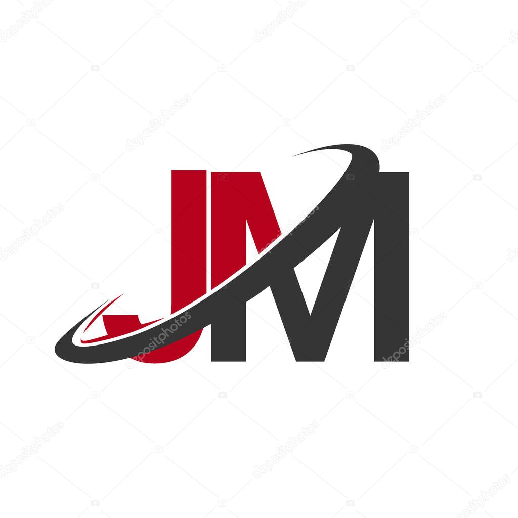 Vector illustration of red and black alphabet letters jm