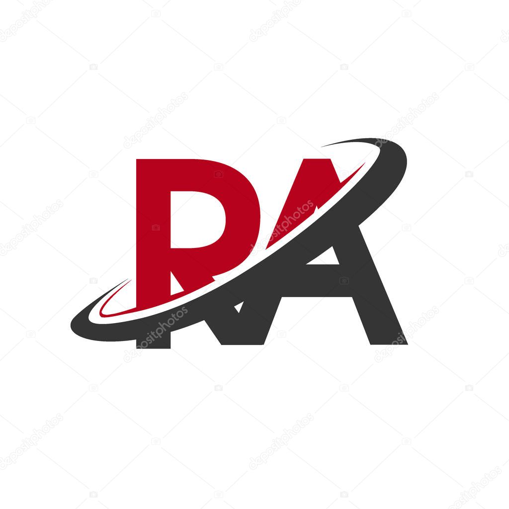 Simple graphic vector illustration of red and black alphabet letters ra