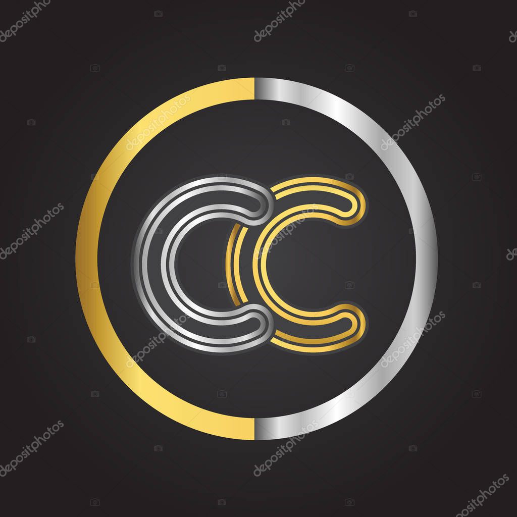 Vector illustration of  golden letters cc