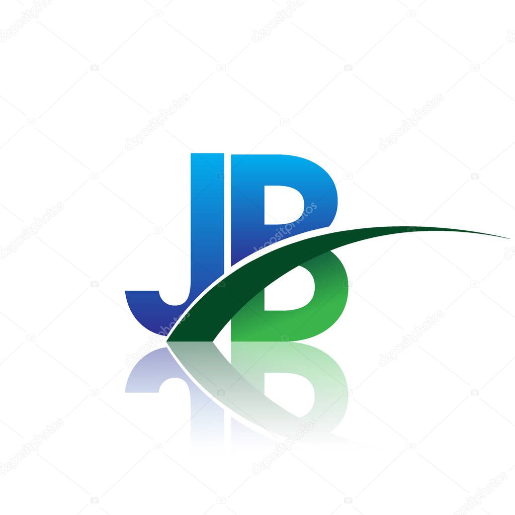 Vector illustration of blue and green letters jb