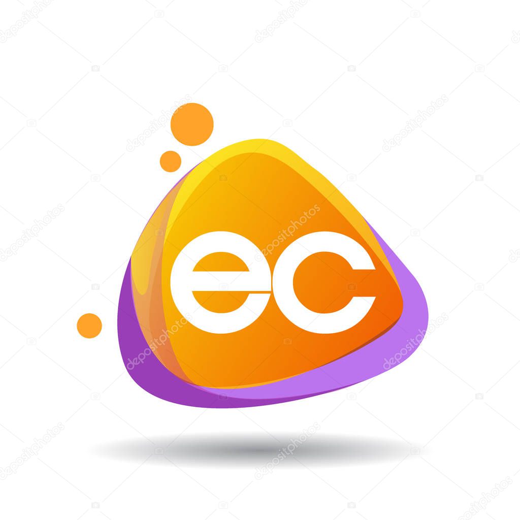 Colorful vector logotype with letters ec