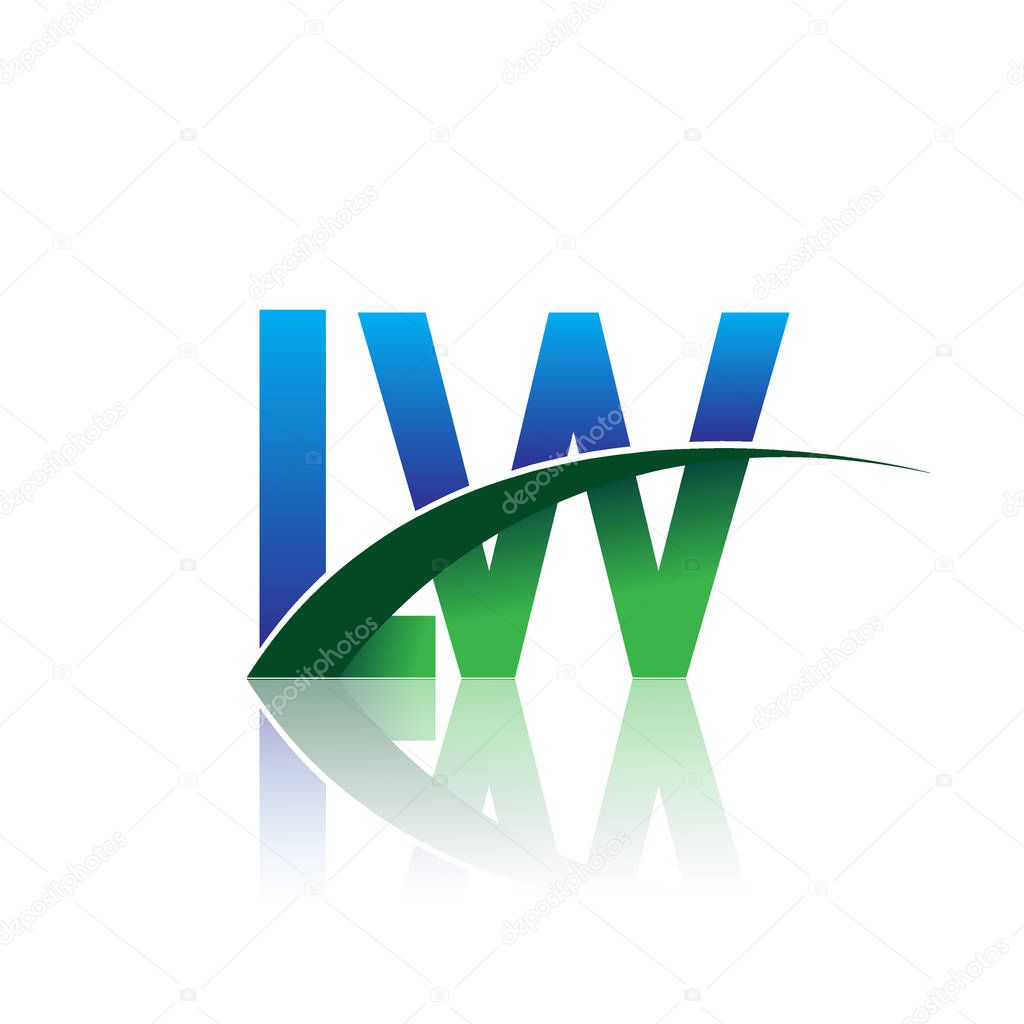 vector illustration of blue and green letters lw