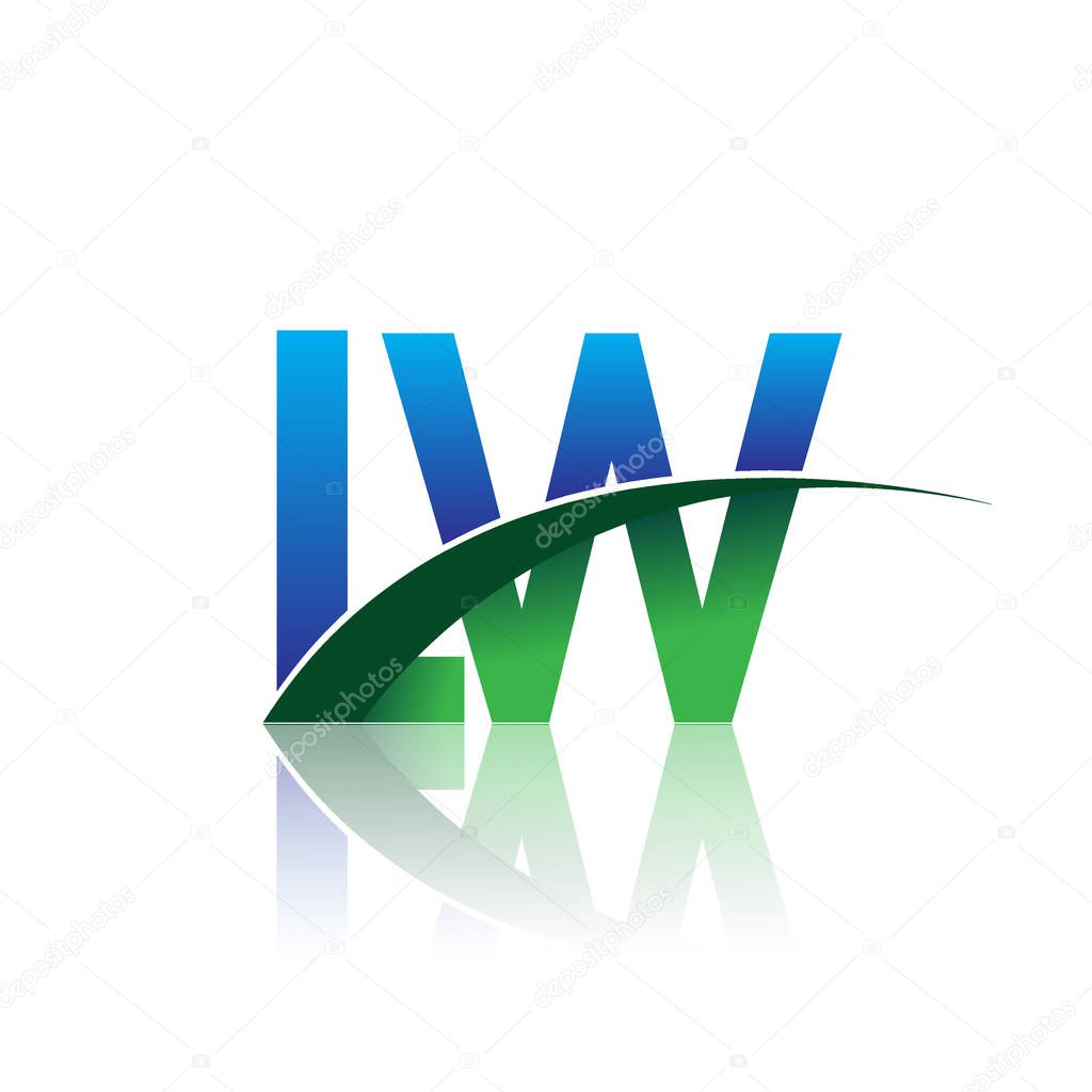 Vector illustration of blue and green letters lw