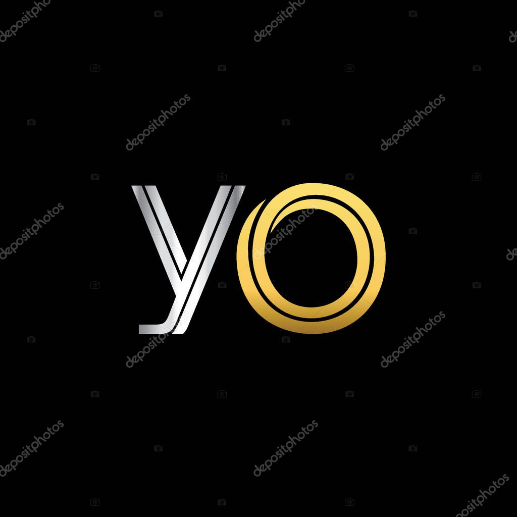 Vector illustration of silver and golden letters yo