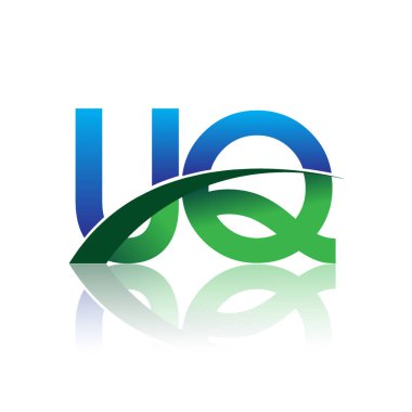 mavi ve yeşil harfler uq vektör çizim