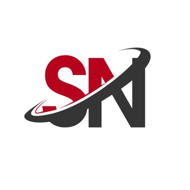 sn basit vektör çizim kırmızı ve siyah alfabesi harfleri